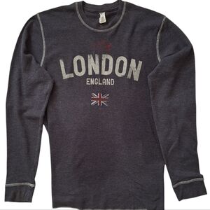 Hybrid Apparel Dark Gray London England Long Sleeve Tee